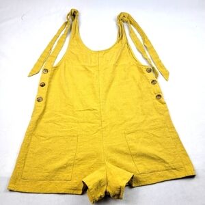 Day & Night‎ Yellow linen blend tie shoulder romper